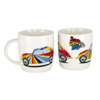 Mug en porcelaine tendre avec VW Cox multicolore 400ml